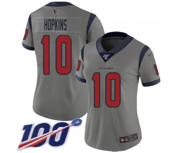 Nike Texans #10 DeAndre Hopkins Gray Women's Stitched NFL Limited Inverted Legend 100th Season Jersey