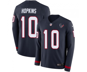 Nike Texans #10 DeAndre Hopkins Navy Blue Team Color Men's Stitched NFL Limited Therma Long Sleeve Jersey