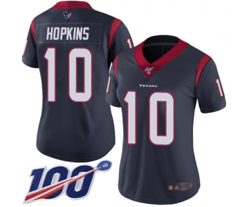 Nike Texans #10 DeAndre Hopkins Navy Blue Team Color Women's Stitched NFL 100th Season Vapor Limited Jersey