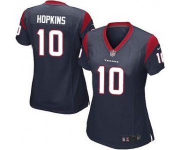 Women's Houston Texans #10 DeAndre Hopkins Navy Blue Team Color NFL Nike Game Jersey