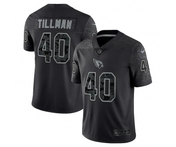 Men's Womens Youth Kids Arizona Cardinals #40 Pat Tillman Black Nike NFL Black Reflective Limited Jersey