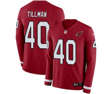 Nike Cardinals #40 Pat Tillman Red Team Color Men's Stitched NFL Limited Therma Long Sleeve Jersey