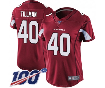 Nike Cardinals #40 Pat Tillman Red Team Color Women's Stitched NFL 100th Season Vapor Limited Jersey