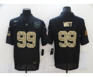 Men's Houston Texans #99 J.J. Watt Black Camo 2020 Salute To Service Stitched NFL Nike Limited Jersey