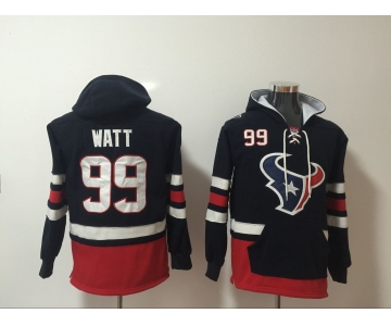 Men's Houston Texans #99 J.J. Watt NEW Navy Blue Pocket Stitched NFL Pullover Hoodie