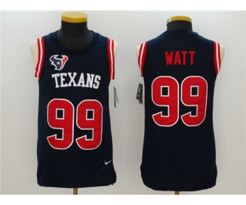 Men's Houston Texans #99 J.J. Watt Navy Blue Color Rush 2017 Vest Stitched NFL Nike Tank Top Jersey