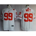 Men's Wisconsin Badgers #99 J.J. Watt White College Football Adidas Jersey