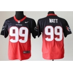 Nike Houston Texans #99 J.J. Watt Blue/Red Fadeaway Elite Jersey