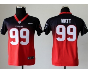 Nike Houston Texans #99 J.J. Watt Blue/Red Fadeaway Kids Jersey