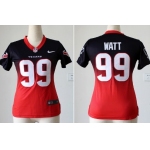 Nike Houston Texans #99 J.J. Watt Blue/Red Fadeaway Womens Jersey
