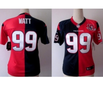 Nike Houston Texans #99 J.J. Watt Blue/Red Two Tone Womens Jersey