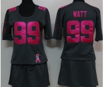 Nike Houston Texans #99 J.J. Watt Breast Cancer Awareness Gray Womens Jersey