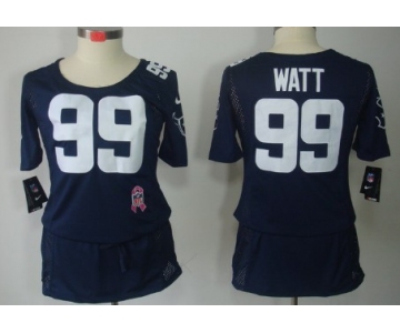 Nike Houston Texans #99 J.J. Watt Breast Cancer Awareness Navy Blue Womens Jersey