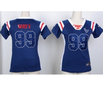 Nike Houston Texans #99 J.J. Watt Drilling Sequins Blue Womens Jersey