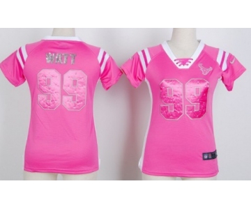 Nike Houston Texans #99 J.J. Watt Drilling Sequins Pink Womens Jersey