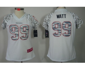 Nike Houston Texans #99 J.J. Watt White Womens Zebra Field Flirt Jersey