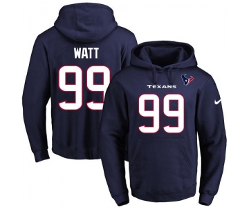 Nike Texans #99 J.J. Watt Navy Blue Name & Number Pullover NFL Hoodie