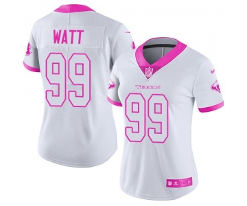 Nike Texans #99 J.J. Watt White Pink Women's Stitched NFL Limited Rush Fashion Jersey