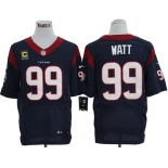 Size 60 4XL-J.J. Watt Houston Texans #99 C Patch Navy Blue Stitched Nike Elite NFL Jerseys