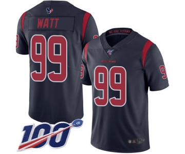 Texans #99 J.J. Watt Navy Blue Men's Stitched Football Limited Rush 100th Season Jersey