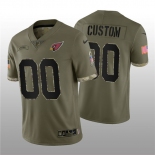 Mens Womens Youth Kids Arizona Cardinals Custom 2022 Olive Salute To Service Limited Stitched Jersey