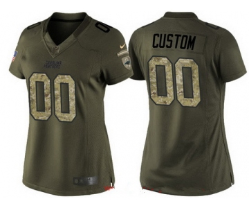 Women's Carolina Panthers Custom Olive Camo Salute To Service Veterans Day NFL Nike Limited Jersey