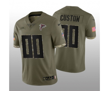 Mens Womens Youth Kids Atlanta Falcons Custom 2022 Olive Salute To Service Limited Stitched Jersey