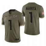 Men's Womens Youth Kids Atlanta Falcons #1 Marcus Mariota Olive 2023 Salute To Service Limited Nike Jersey
