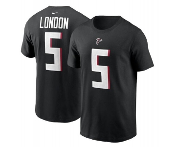 Men's Atlanta Falcons #5 Drake London 2022 Black NFL Draft First Round Pick Player Name & Number T-Shirt
