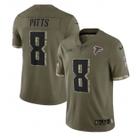 Men's Atlanta Falcons #8 Kyle Pitts 2022 Olive Salute To Service Limited Stitched Jersey