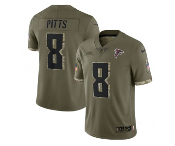 Men's Atlanta Falcons #8 Kyle Pitts 2022 Olive Salute To Service Limited Stitched Jersey
