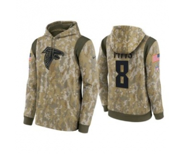 Men's Atlanta Falcons #8 Kyle Pitts Camo 2021 Salute To Service Therma Performance Pullover Hoodie