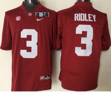 Men's Alabama Crimson Tide #3 Calvin Ridley Red 2016 BCS College Football Nike Limited Jersey