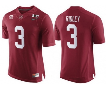 Men's Alabama Crimson Tide #3 Calvin Ridley Red 2017 Championship Game Patch Stitched CFP Nike Limited Jersey