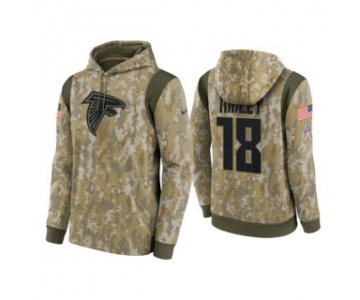 Men's Atlanta Falcons #18 Calvin Ridley Camo 2021 Salute To Service Therma Performance Pullover Hoodie