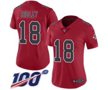 Nike Falcons #18 Calvin Ridley Red Women's Stitched NFL Limited Rush 100th Season Jersey