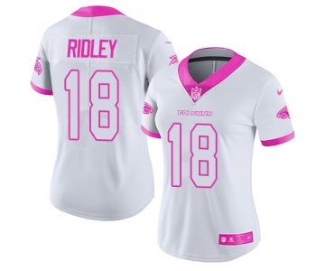 Nike Falcons #18 Calvin Ridley White Pink Women's Stitched NFL Limited Rush Fashion Jersey