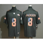 Men's Baltimore Ravens #8 Lamar Jackson 2019 Black Salute To Service USA Flag Fashion Limited Jersey