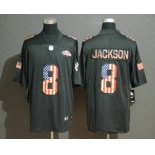 Men's Baltimore Ravens #8 Lamar Jackson 2019 Black Salute To Service USA Flag Fashion Limited Jersey