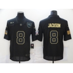 Men's Baltimore Ravens #8 Lamar Jackson Black 2020 Salute To Service Stitched NFL Nike Limited Jersey