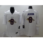 Men's Baltimore Ravens #8 Lamar Jackson White 2020 Shadow Logo Vapor Untouchable Stitched NFL Nike Limited Jersey