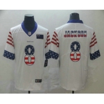 Men's Baltimore Ravens #8 Lamar Jackson White Independence Day Stars Stripes Jersey