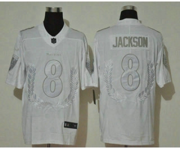 Men's Baltimore Ravens #8 Lamar Jackson White Peace Edition 2020 Vapor Untouchable Stitched NFL Nike Limited Jersey