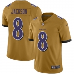 Men's Womens Youth Kids Baltimore Ravens #8 Lamar Jackson Gold Stitched NFL Limited Inverted Legend Jersey