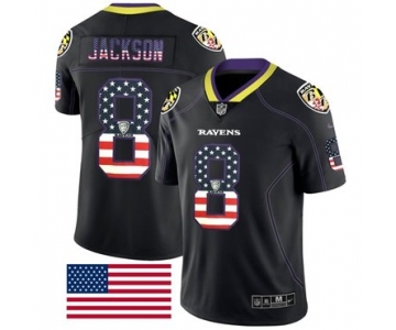 Nike Baltimore Ravens #8 Lamar Jackson Black Men's Stitched NFL Limited Rush USA Flag Jersey