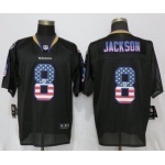 Nike Baltimore Ravens #8 Lamar Jackson Black USA Flag Fashion Elite Jerseys