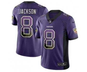 Nike Baltimore Ravens #8 Lamar Jackson Purple Team Color Men's Stitched NFL Limited Rush Drift Fashion Jersey