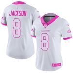 Nike Ravens #8 Lamar Jackson White Pink Women's Stitched NFL Limited Rush Fashion Jersey