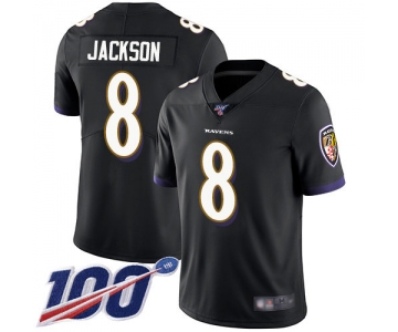 Ravens #8 Lamar Jackson Black Alternate Men's Stitched Football 100th Season Vapor Limited Jersey