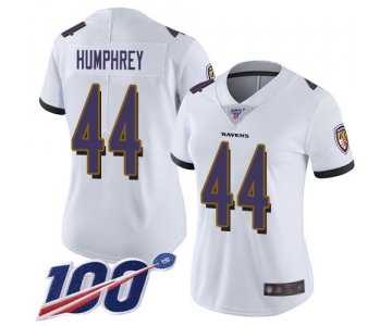 Nike Ravens #44 Marlon Humphrey White Women's Stitched NFL 100th Season Vapor Limited Jersey